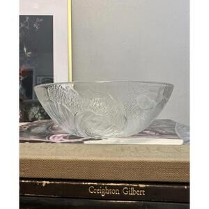 2 KIG Indonesia Embossed Glass Poppy Flower Cereal Soup Dessert Catch All Bowls